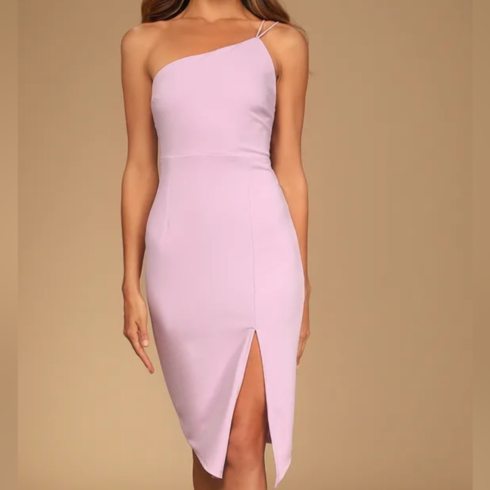 Lulu's Lilac Asymmetrical One-Shoulder Sheath Dress